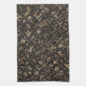 Ouderen - Futhark Pattern Gold op Black Wood 2 Theedoek (Verticaal)