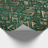 Ouderen - Futhark Pattern Gold op Malachite #1 Cadeaupapier (Hoek)