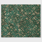 Ouderen - Futhark Pattern Gold op Malachite #1 Cadeaupapier (Vlak)