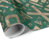 Ouderen - Futhark Pattern Gold op Malachite #1 Cadeaupapier (Rol Hoek)