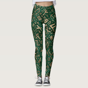 Ouderen - Futhark Pattern Gold op Malachite #1 Leggings