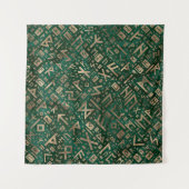 Ouderen - Futhark Pattern Gold op Malachite #1 Wandkleed (Voorkant)