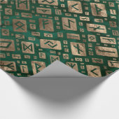 Ouderen - Futhark Pattern Gold op Malachite #2 Cadeaupapier (Hoek)