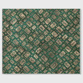 Ouderen - Futhark Pattern Gold op Malachite #2 Cadeaupapier (Vlak)