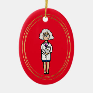 Ouderen Gray Hair Vrouw Doctor Ornament