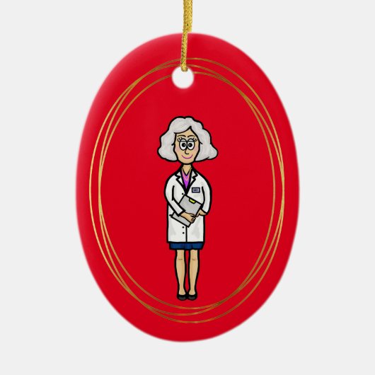 Ouderen Gray Hair Vrouw Doctor Ornament (Voorkant)
