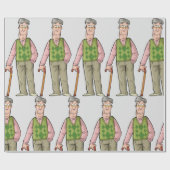 Ouderen Man met een loopknop Cadeaupapier (Vlak)