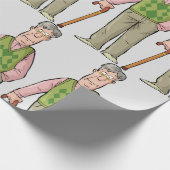 Ouderen Man met een loopknop Cadeaupapier (Hoek)