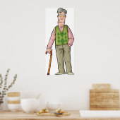 Ouderen Man met een loopknop Poster (Keuken)