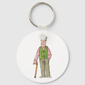 Ouderen Man met een loopknop Sleutelhanger (Voorkant)