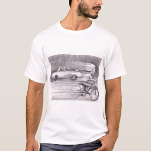 Ouderen Man op de fiets raceauto zeer snel T-shirt
