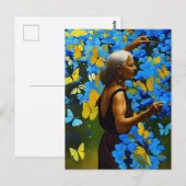 Ouderen met blauwe en gele vlinders briefkaart (Voorkant / Achterkant)