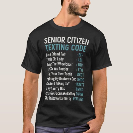 Ouderen Sms Code Pensioen Oud Ouderen T-shirt (Voorkant)