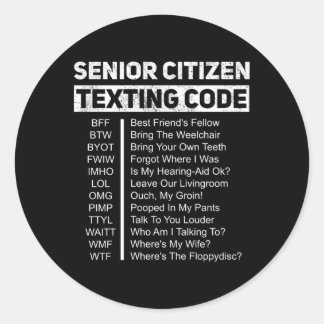 Ouderen Sms'en Code Opa Ronde Sticker