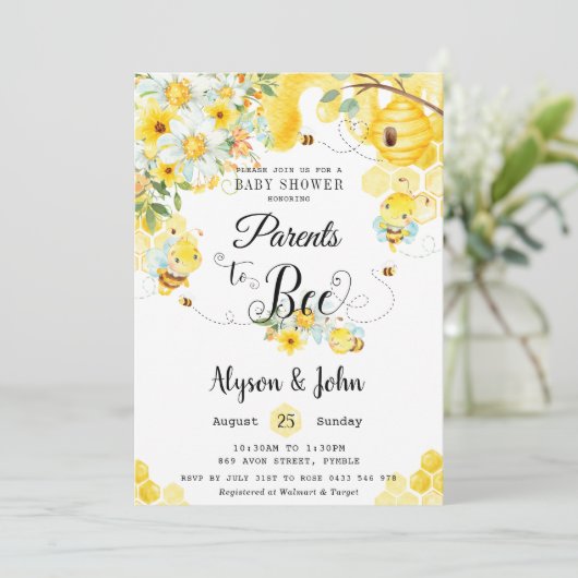 Ouderen van bee-Baby shower Neutraal Kaart (Staand voorkant)