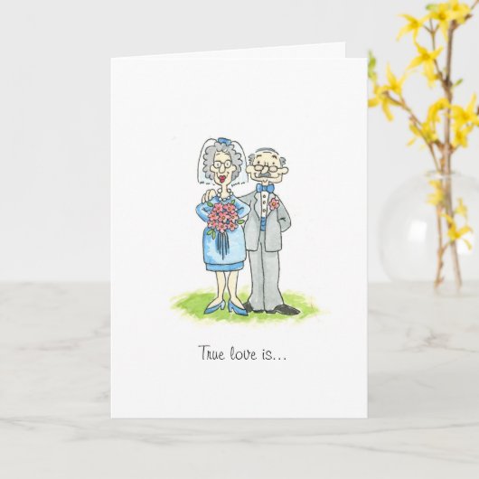 Ouderenbruiloft gefeliciteerd kaart (Gele Bloem)