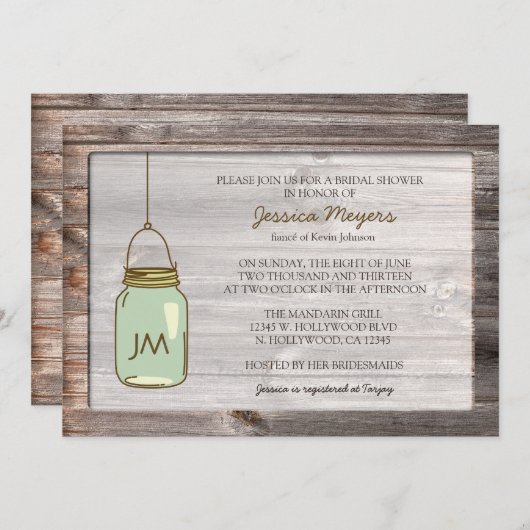 Ouderhout met Vrijgezellenfeest van Mason Jar Kaart (Voorkant / Achterkant)