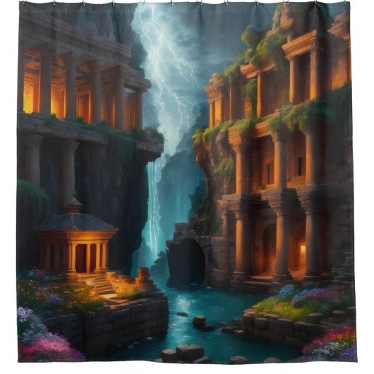 Ouderlijk huis - Mythische pools Douchegordijn (Voorkant)