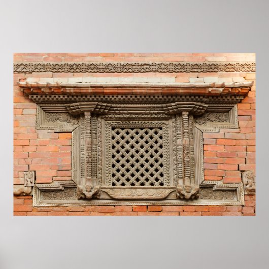 Ouderlijk venster op de Nasal Chowk Courtyard van Poster (Voorkant)