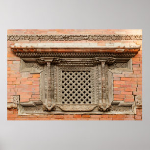 Ouderlijk venster op de Nasal Chowk Courtyard van  Poster