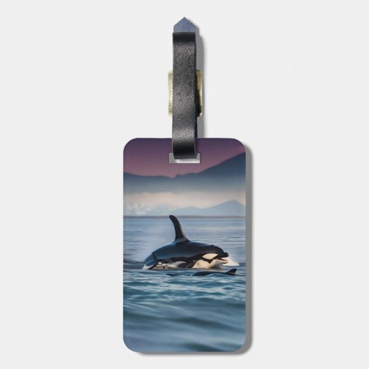 Ouderlijke gelukzaligheid: mummie en Baby orka's i Bagagelabel (Achterkant verticaal)