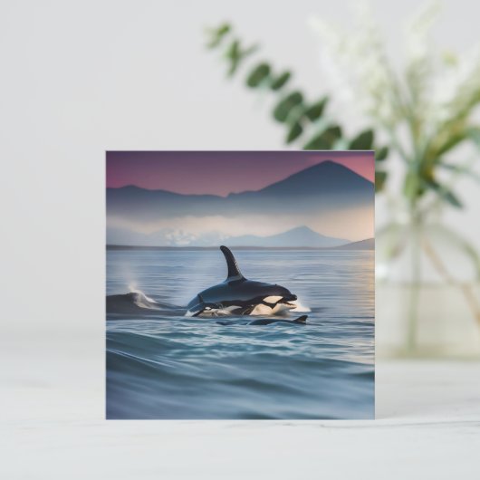 Ouderlijke gelukzaligheid: mummie en Baby orka's i Kaart (Staand voorkant)