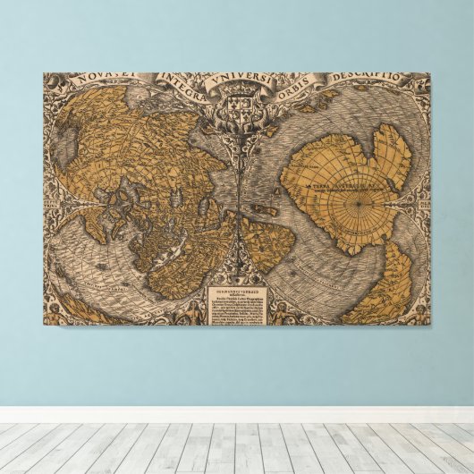 Ouderlijke kaart van de wereld (1531) canvas afdruk (Insitu (Houten vloer))