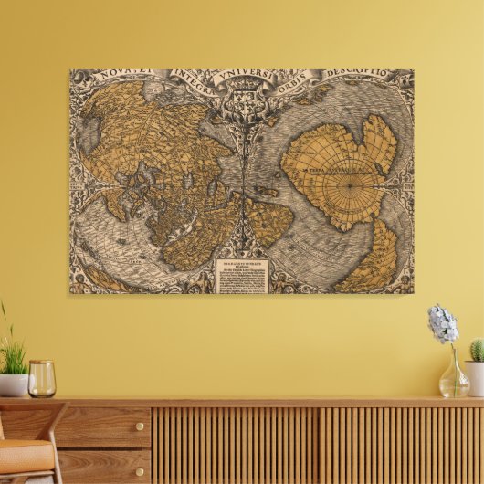 Ouderlijke kaart van de wereld (1531) canvas afdruk (Insitu (Woonkamer))