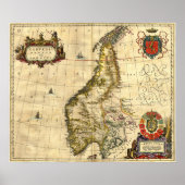 Ouderlijke kaart van Noorwegen Poster (Voorkant)
