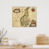 Ouderlijke kaart van Noorwegen Poster (Keuken)