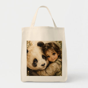 Ouderlijke panda en schattig aanhankelijk kind tote bag