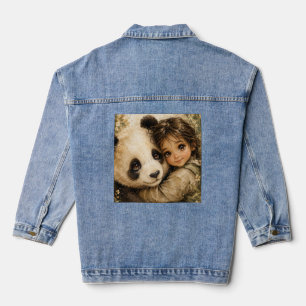 Ouderpanda en schattig aanhankelijk kind denim jacket
