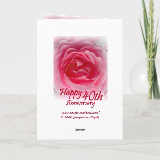OUDERS - 40e Jubileum met roze Rose Kaart (Achterkant)