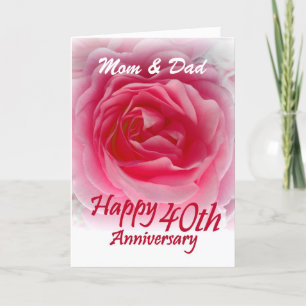 OUDERS - 40e Jubileum met roze Rose Kaart