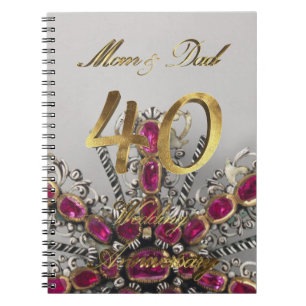 Ouders 40ste bruiloft animatiefeest Ruby Wedding Notitieboek