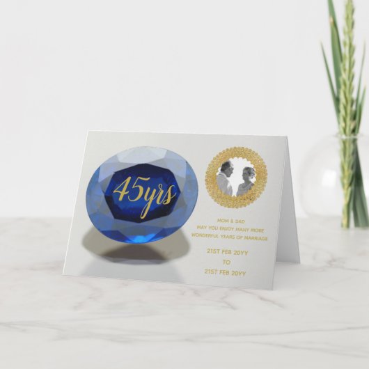 Ouders 45e trouwdag saffier FOTO Notitiekaartje (Voorkant)
