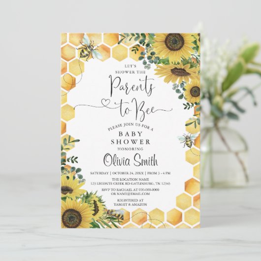 Ouders aan Bee Genderneutraal Baby shower Kaart (Staand voorkant)