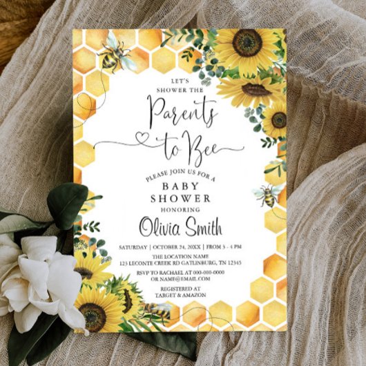 Ouders aan Bee Genderneutraal Baby shower Kaart