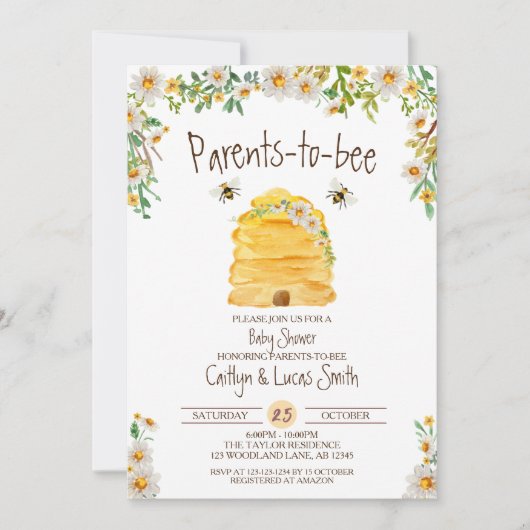 Ouders-aan-bijen, Bumble Bee Baby shower Kaart (Voorkant)