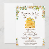 Ouders-aan-bijen, Bumble Bee Baby shower Kaart (Voorkant / Achterkant)