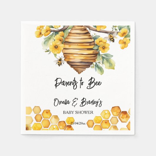 Ouders aan bijen lente bijen baby shower sjabloon servet (Voorkant)