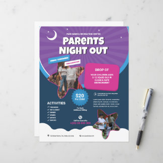 Ouders 'Avond Uit Flyer Sjabloon