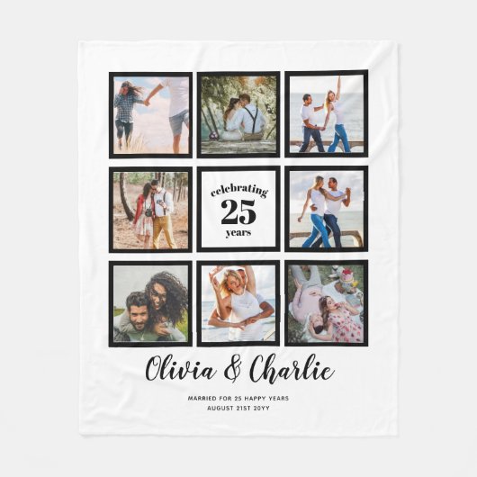 Ouders Bruiloft Jubileum FOTO Custom Branded Fleece Deken (Voorkant)