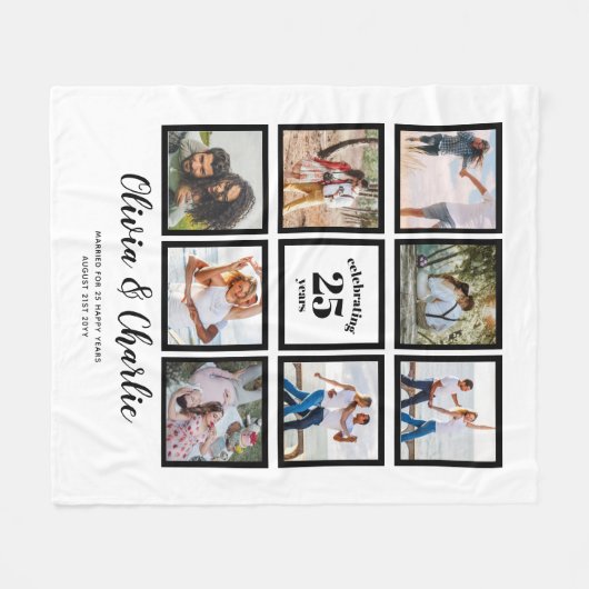 Ouders Bruiloft Jubileum FOTO Custom Branded Fleece Deken (Voorkant (Horizontaal))