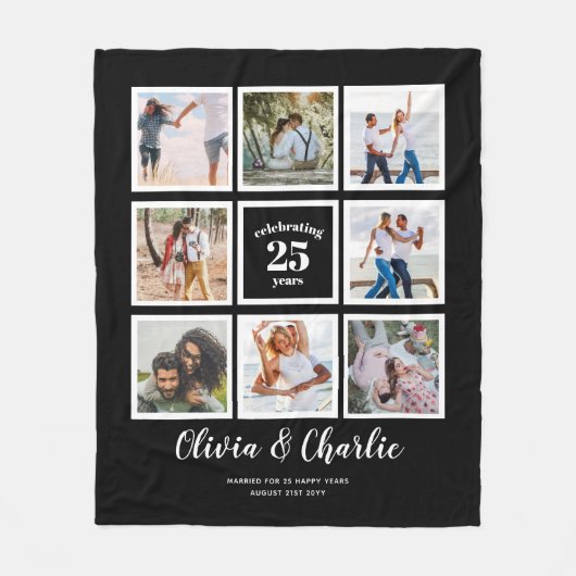 Ouders Bruiloft Jubileum FOTO Custom Branded Fleece Deken (Voorkant)