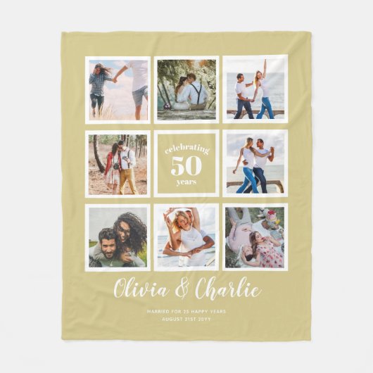 Ouders Bruiloft Jubileum FOTO Custom Branded Fleece Deken (Voorkant)