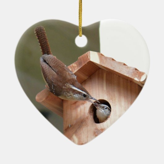 Ouders die Baby eten afgeven. Keramisch Ornament (Achterkant)