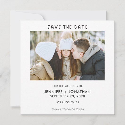 Ouders die een gehuwde kindfoto maken, bewaren de  aankondiging (Achterkant)