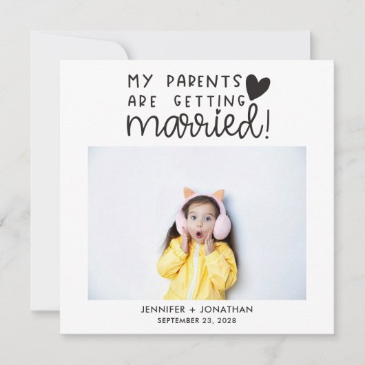 Ouders die een gehuwde kindfoto maken, bewaren de  aankondiging (Voorkant)