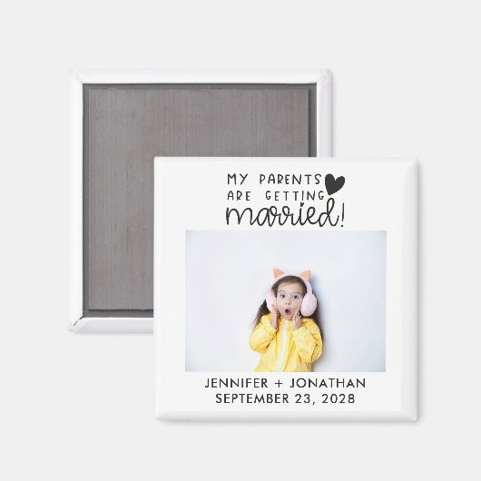 Ouders die een gehuwde kindfoto maken, bewaren de  magneet (Voorkant / Achterkant)